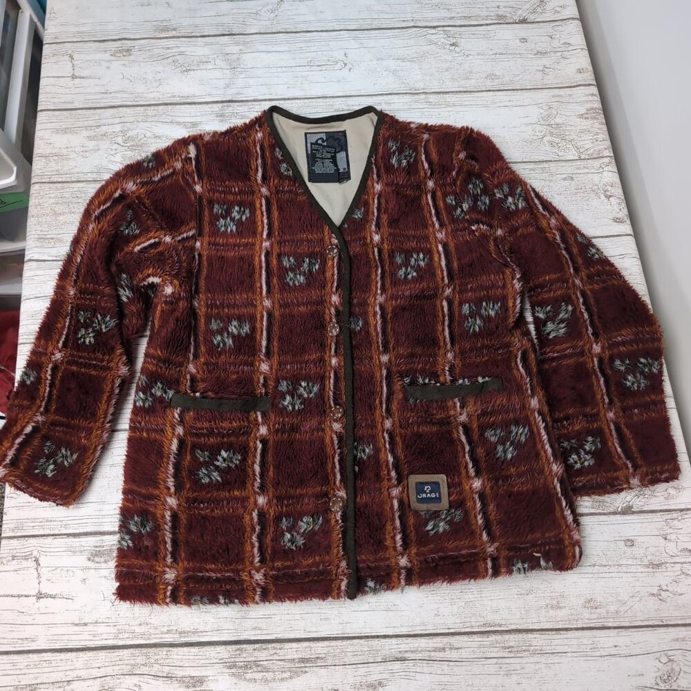 Vintage Orage Fleece Button Sweater Made in Canada Women Size Small